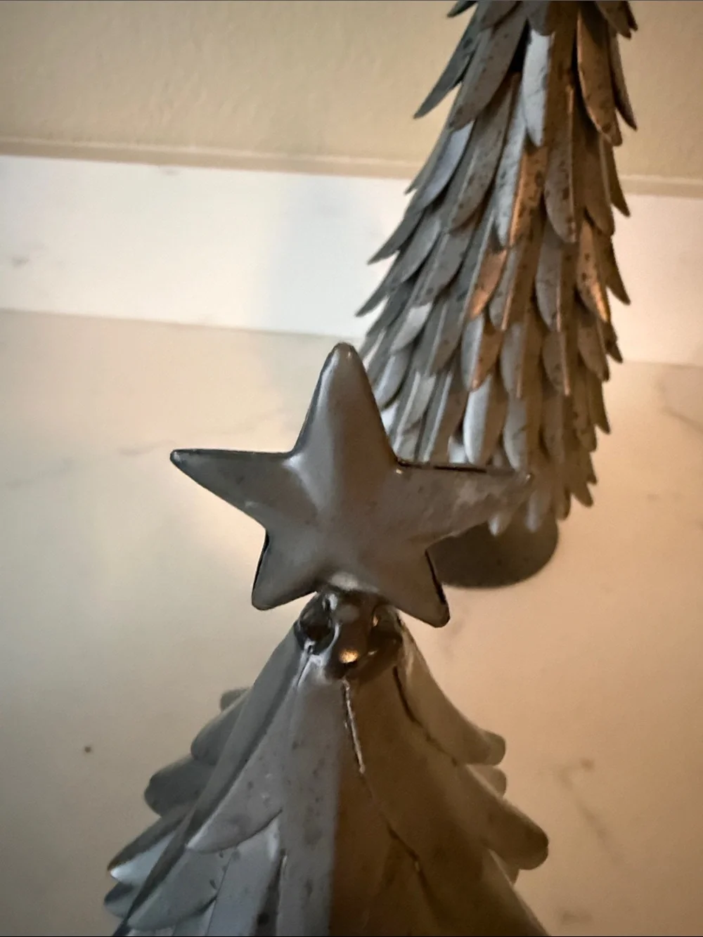 Pottery Barn Galvanized Metal Christmas Trees with Stars Set of 3